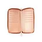 Zip Around Leather Wallet — Rose Gold