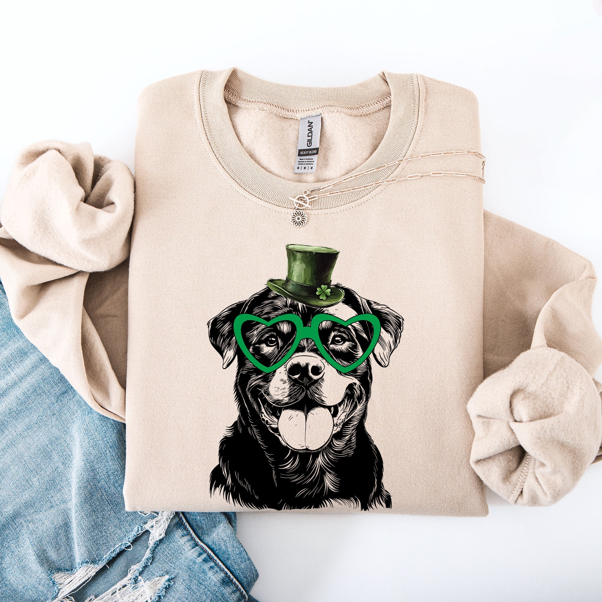 Rottweiler, Adorable Dog, St Patrick's Day, Lucky, Irish Sweatshirt