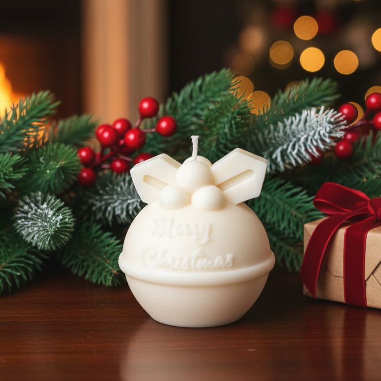 Round Bell Christmas Candle | Holiday Decor
