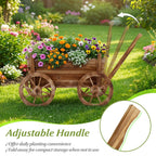 Rustic Rolling Flower Pot Stand with Wheels and Handle-Coffee