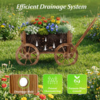 Rustic Rolling Flower Pot Stand with Wheels and Handle-Coffee