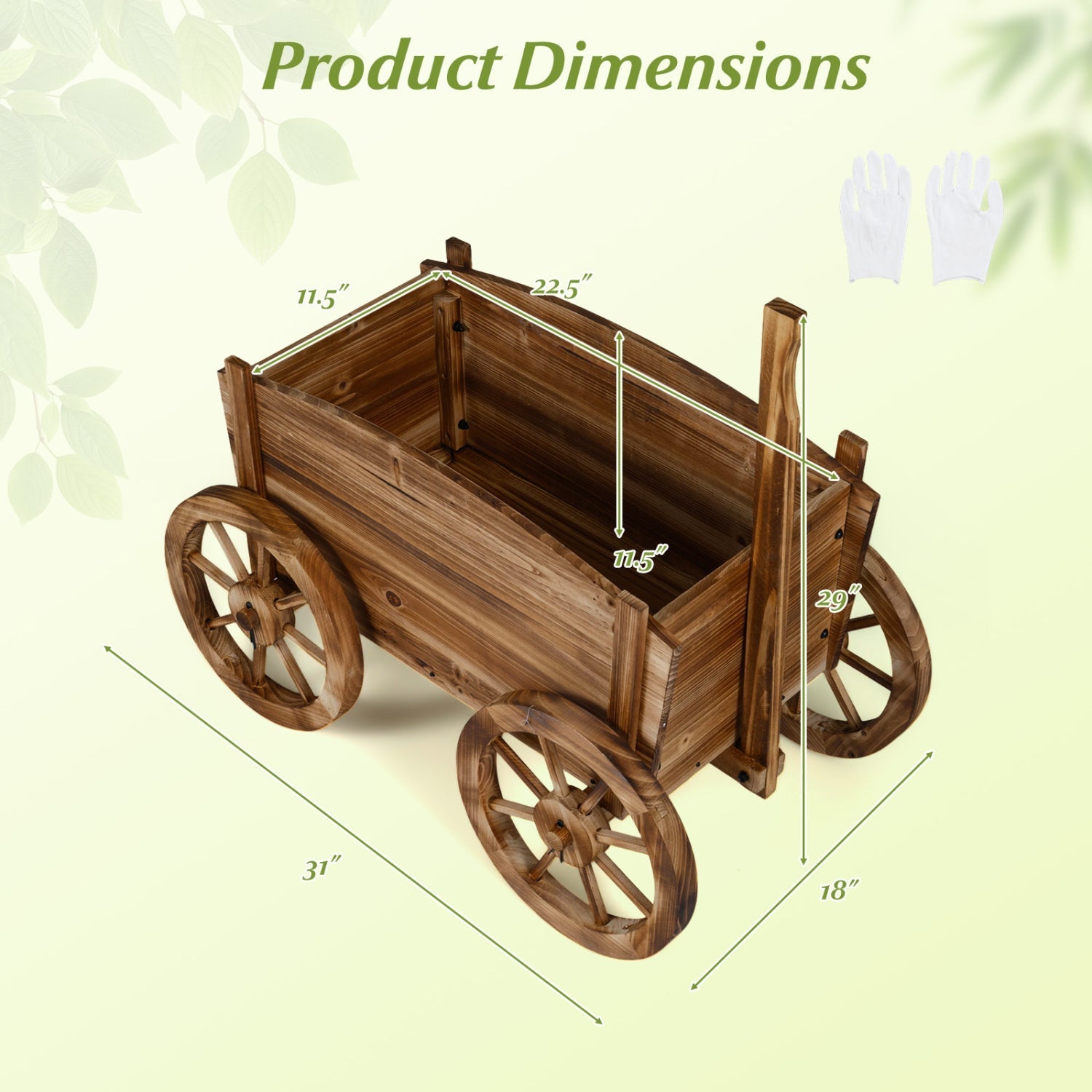 Rustic Rolling Flower Pot Stand with Wheels and Handle-Coffee