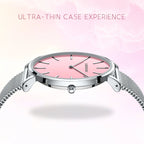 Women's Minimalist Quartz Watch with Stainless Steel Mesh Band