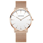 Women's Minimalist Quartz Watch with Stainless Steel Mesh Band
