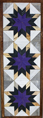 Handmade Amish Barn Quilt Banner Wall Art – 10.5in x 30in Reclaimed Wood Mosaic
