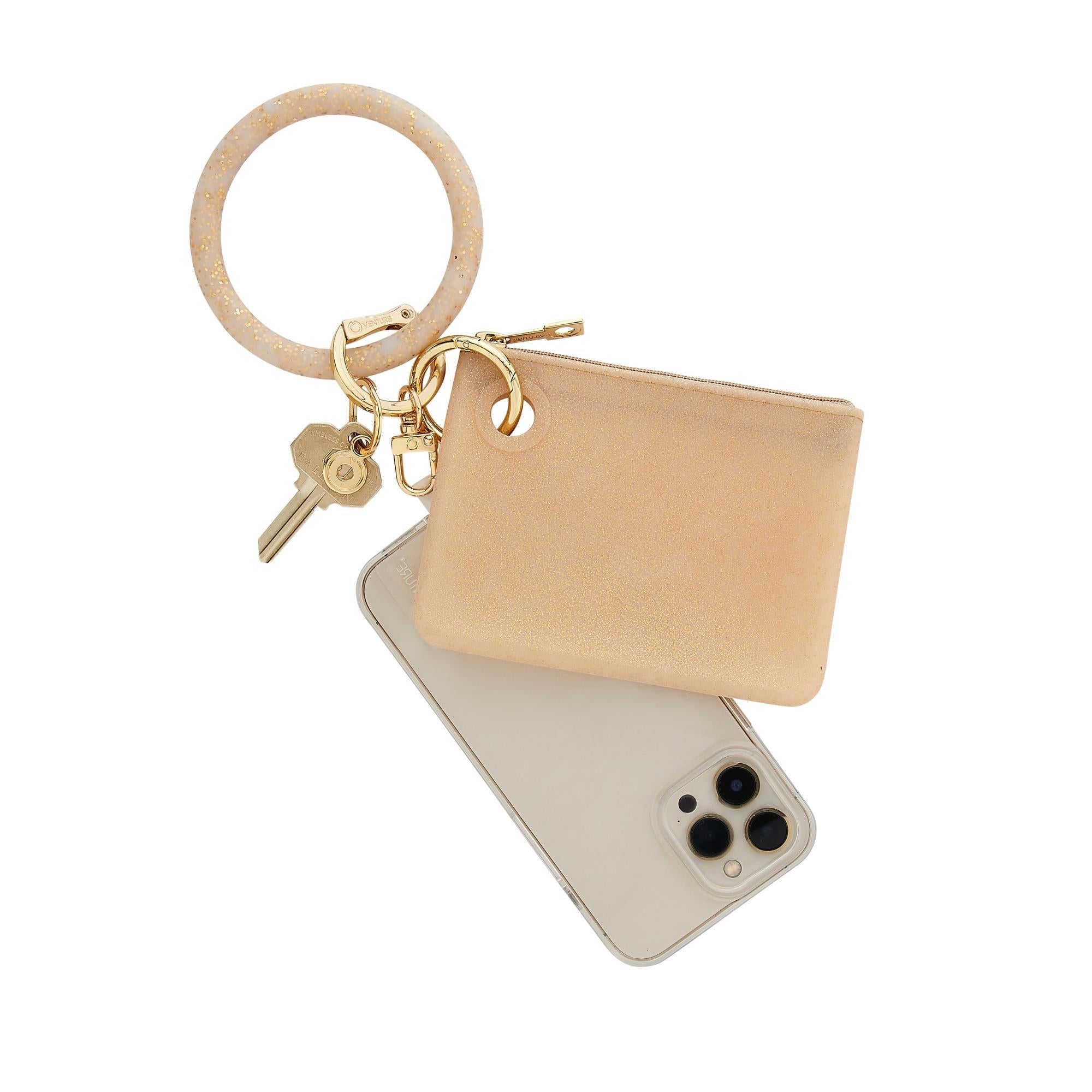 Mini Pouch Wristlet Set - Gold Confetti