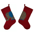Kids Elephant Double Sided Red Hand Felted Wool Christmas Stocking Arcadia Home
