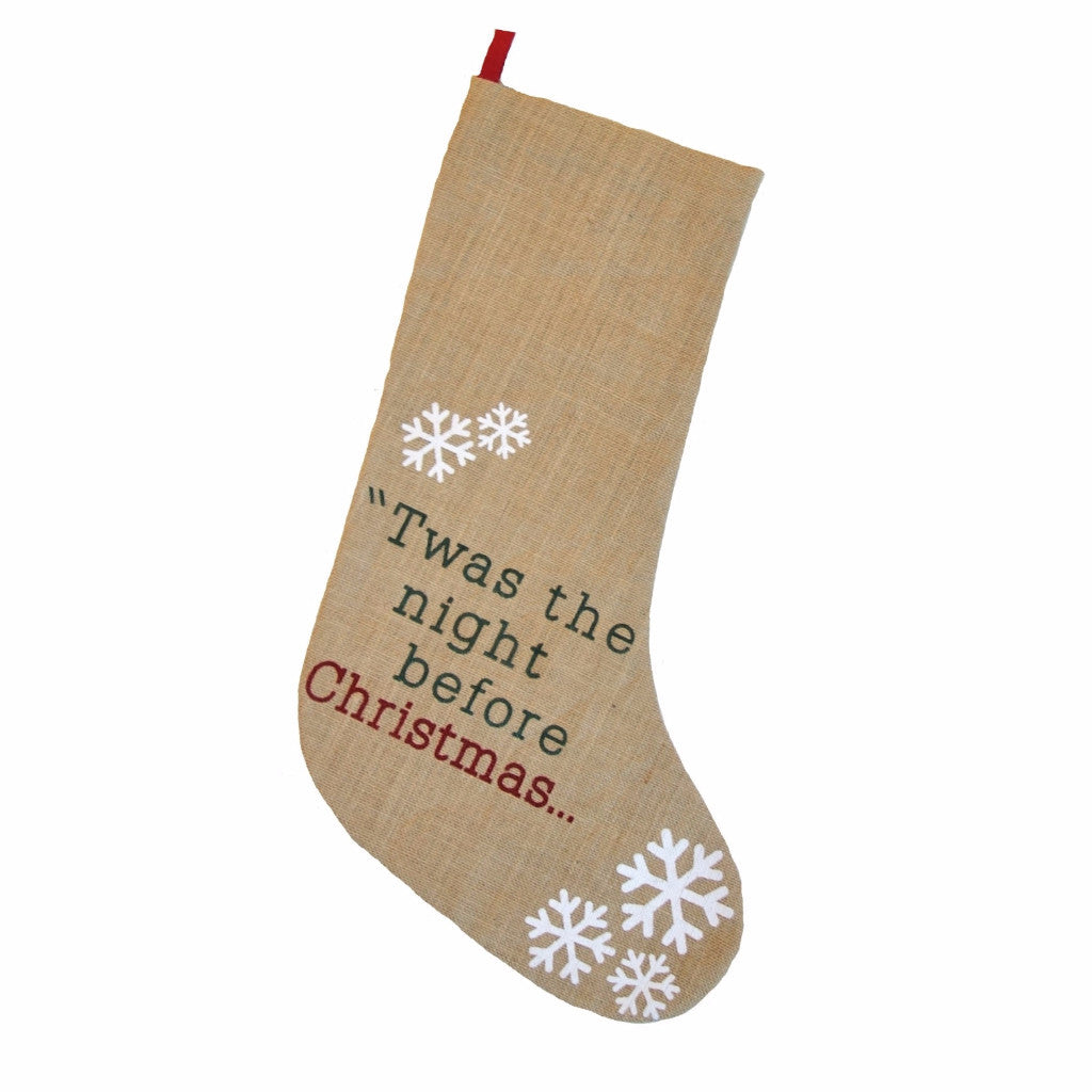 Handmade "Twas the Night" Jute Christmas Stocking Arcadia Home