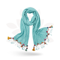 Cotton Pom Pom Sustainably Made Scarf - Thailand