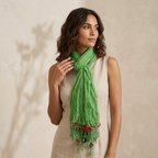 Cotton Pom Pom Sustainably Made Scarf - Thailand