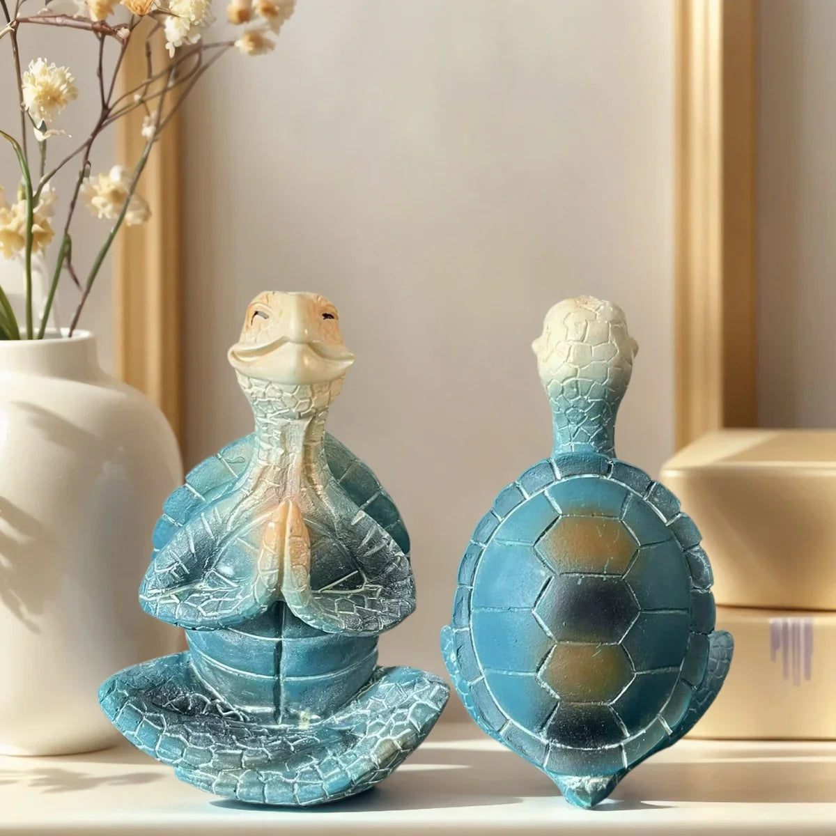 1 Piece of Resin Craft Meditation Turtle Statue, Resin Zen Decoration, Home and Garden Sculpture, Resin Zen Decoration Suitable for Turtle Enthusiasts and Collectors.