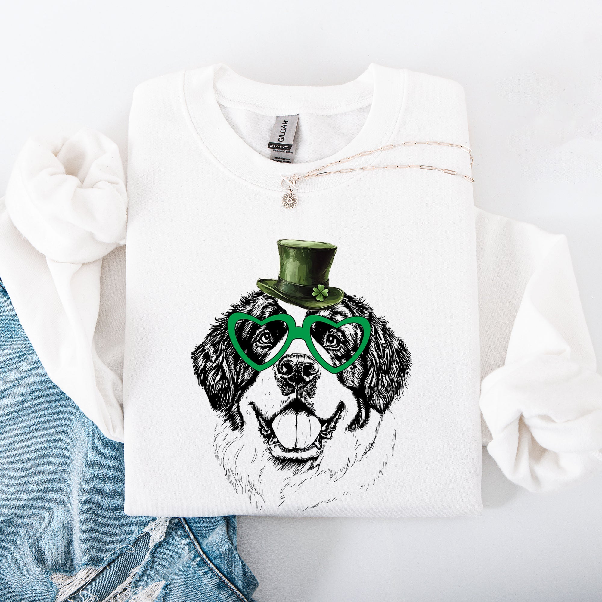 Saint Bernard, Adorable Dog, St Patrick's Day, Lucky, Irish Sweatshirt