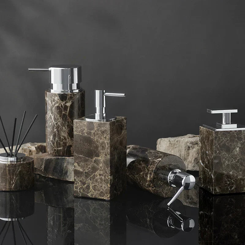 DecorBites™ Emperador Dark Marble Bathroom Set with Luxury Accessories