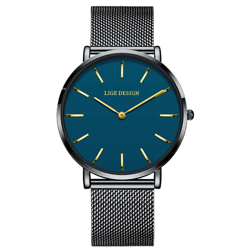 Women's Minimalist Quartz Watch with Stainless Steel Mesh Band