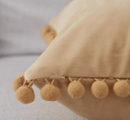 Plush Pom Pom Decorative Pillows 18x18 Velour Poly Cotton Soft Hypoallergenic Insert Option