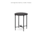 Antiqued Metal Round Side Table