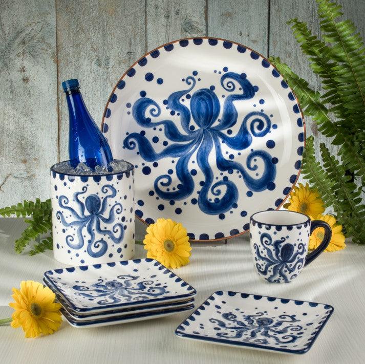 Costa Azul Hand Painted Octopus Design 4 Pieces Mugs Set - Che Cose Belle