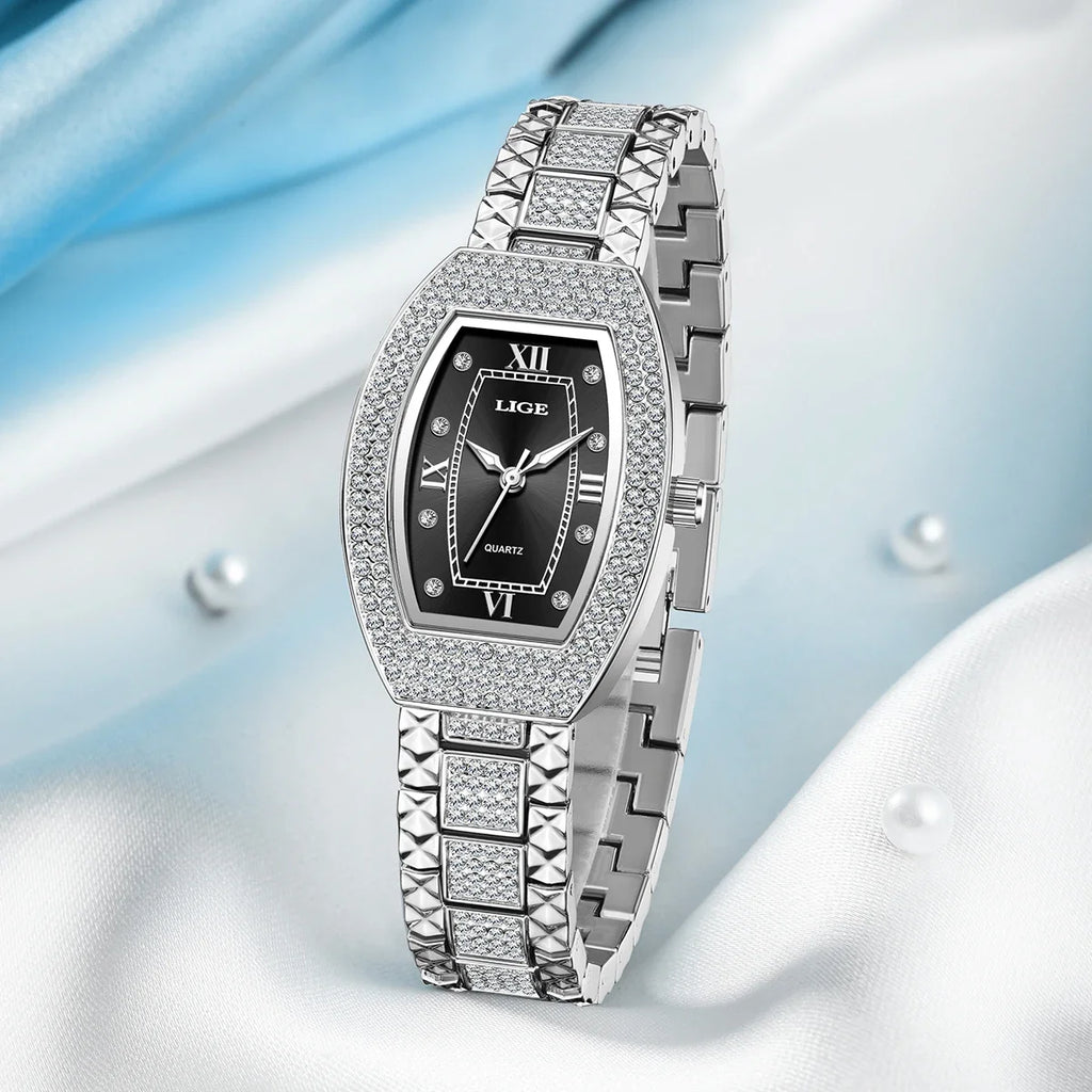 Women's Crystal Tonneau Quartz Bracelet Watch