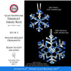 Handmade Glass Snowflake - Tekhelet Israel Blue - by studioTica