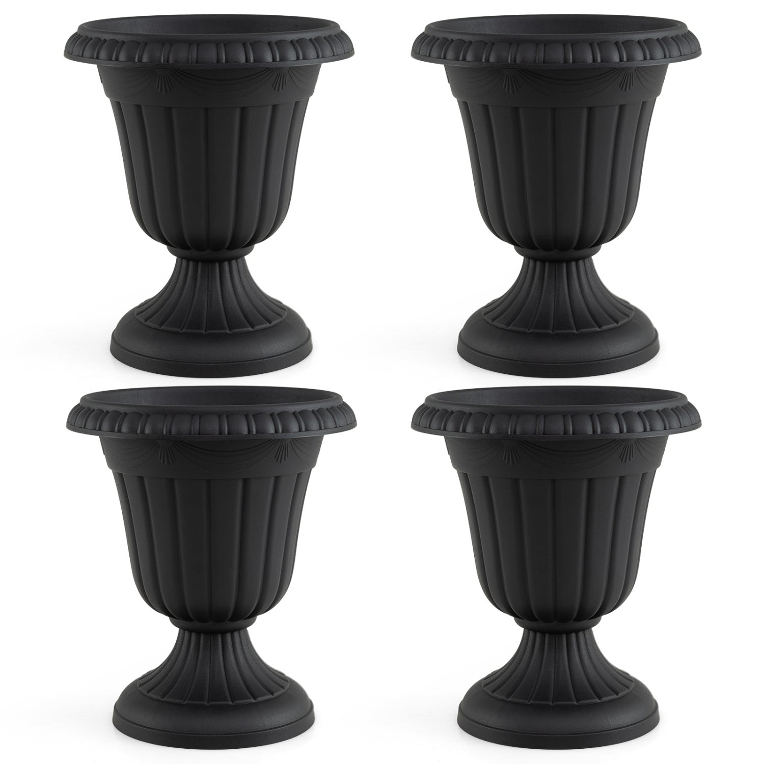 18-Inch Tall Urn Planters with Pedestal Base, Set of 4