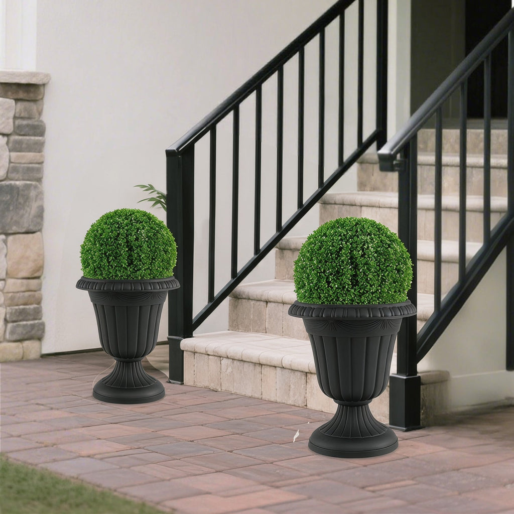 18-Inch Tall Urn Planters with Pedestal Base, Set of 4