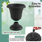 18-Inch Tall Urn Planters with Pedestal Base, Set of 4