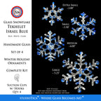 Handmade Glass Snowflake - Tekhelet Israel Blue - by studioTica