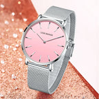 Women's Minimalist Quartz Watch with Stainless Steel Mesh Band