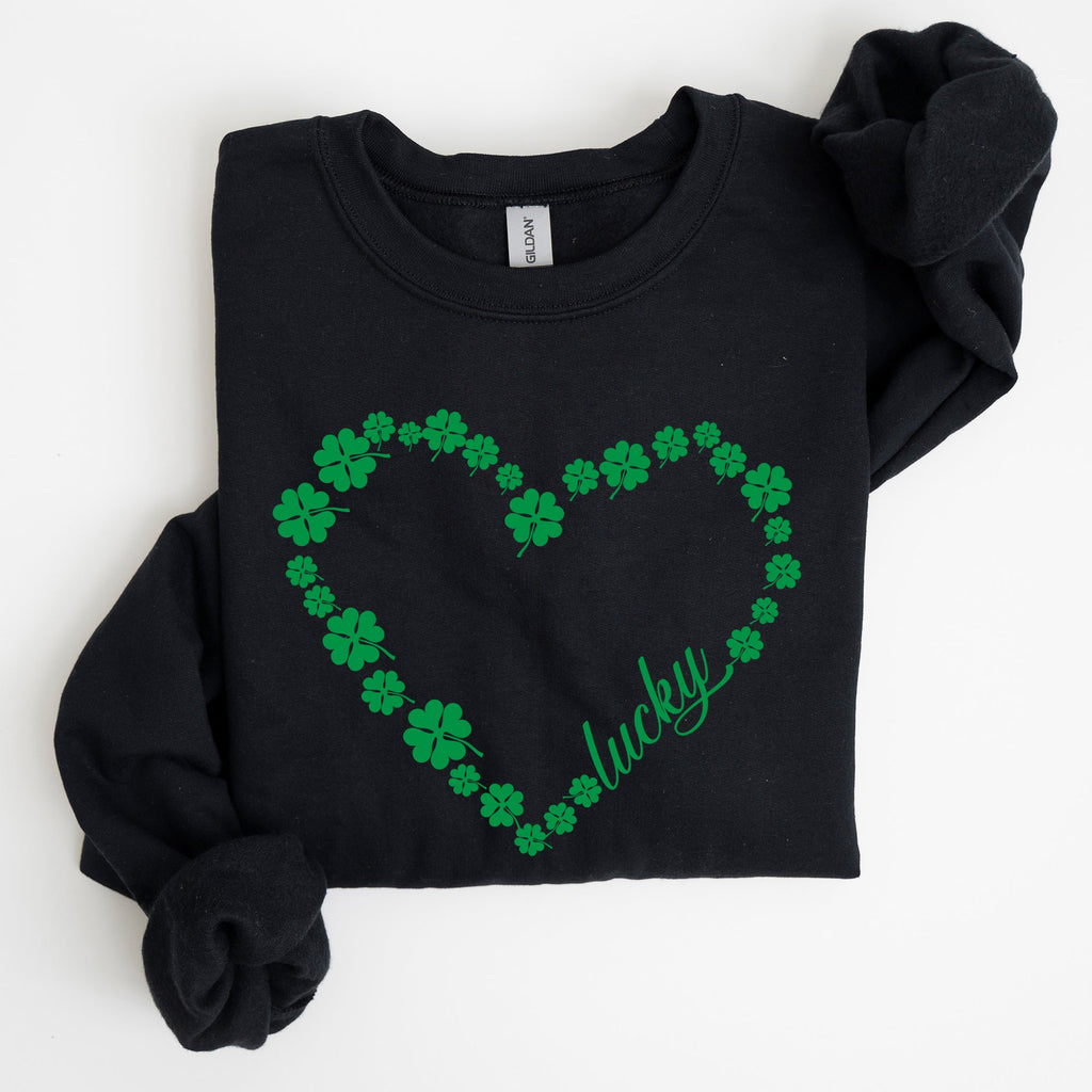 Shamrock Heart, Lucky, St Patrick's Day Sweatshirt