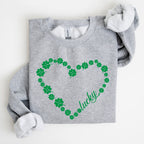 Shamrock Heart, Lucky, St Patrick's Day Sweatshirt