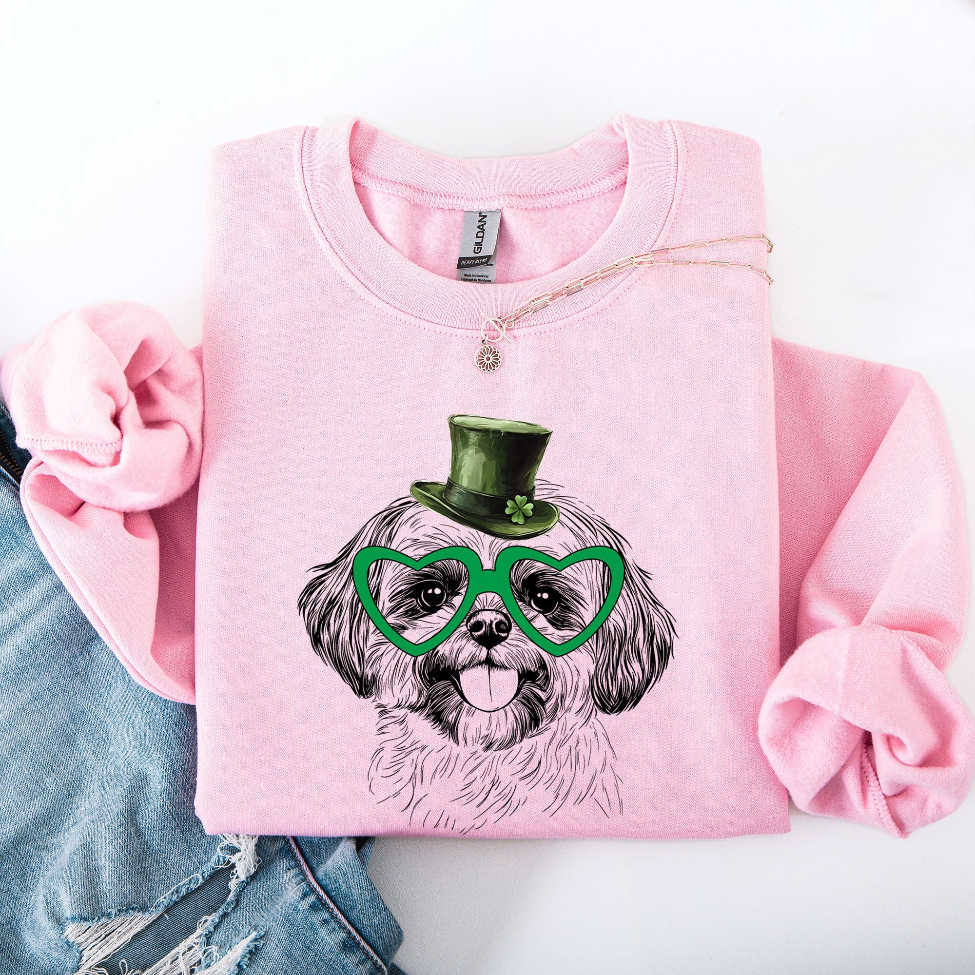 Shih Tzu, Adorable Dog, St Patrick's Day, Lucky, Irish Sweatshirt