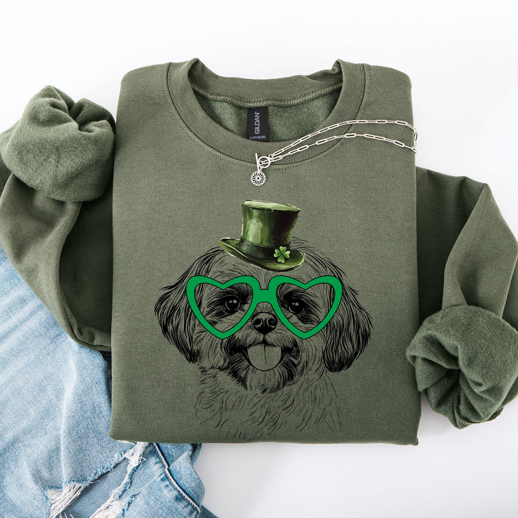 Shih Tzu, Adorable Dog, St Patrick's Day, Lucky, Irish Sweatshirt