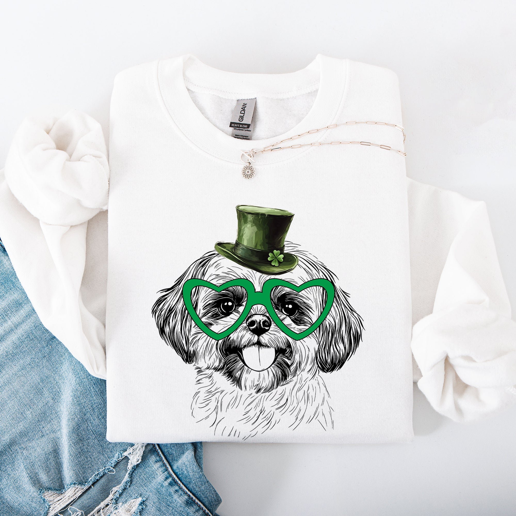 Shih Tzu, Adorable Dog, St Patrick's Day, Lucky, Irish Sweatshirt