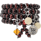 I Am Safe Heart Wood Boho Wrap Bracelet/Necklace