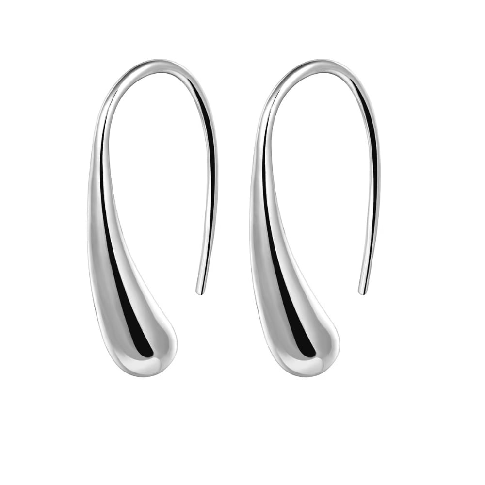 Sophia Teardrop Hook Earrings – Modern Minimalist Design in Silver or Gold