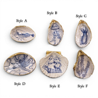 Blue & White Sea Life Shell Trinket Dish