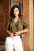 Chloe Shirt in Olive Green Solid
