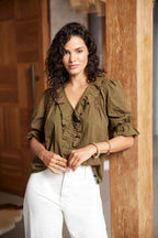 Chloe Shirt in Olive Green Solid