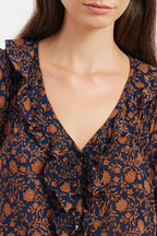 Long Sleeve Chloe Shirt in Navy Batik
