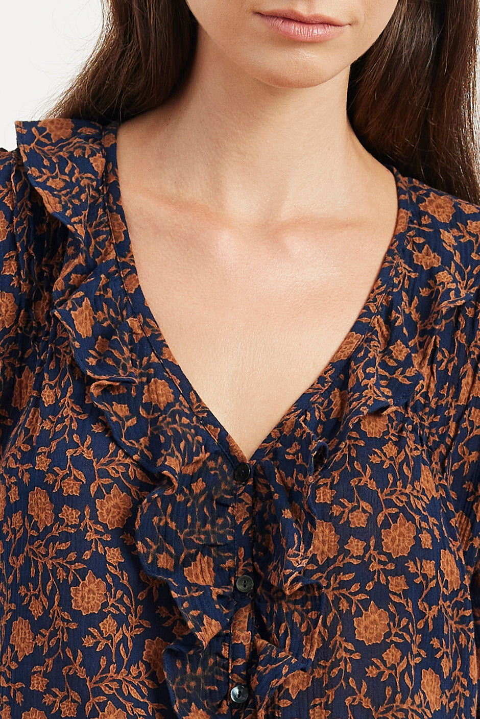 Long Sleeve Chloe Shirt in Navy Batik