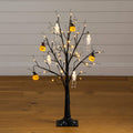 3' Pre-Lit Artificial Halloween Pumpkins and Skulls Ornament Tree with 48 Warm White LED Lights