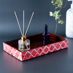 Vanity Trays Moroccan Pattern Bone & Resin inlay, Red & White, 10" x 6"