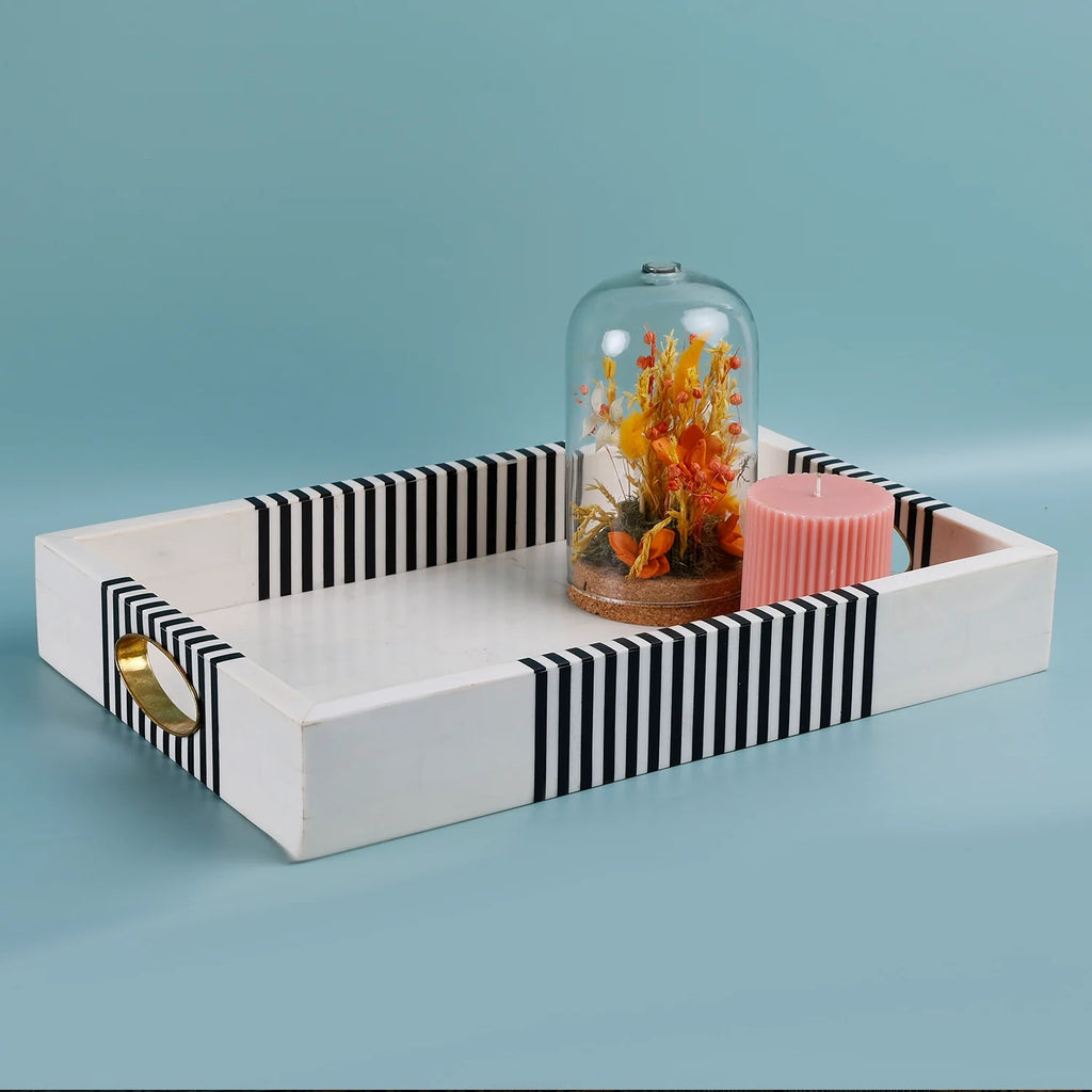 Decorative Tray Reflect Inspired Resin Inlay Vanity & Dresser Organizer – 11x17 Inch