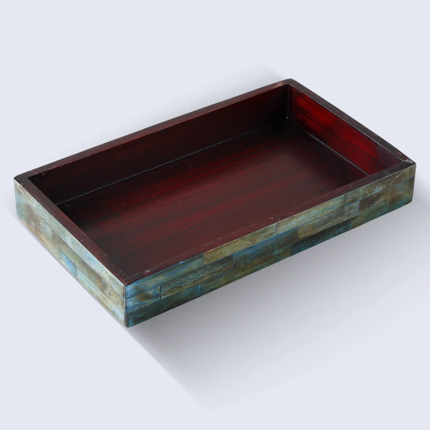 Vanity Tray Verdigris Collection Bone Inlay Handmade Bathroom Organizer, 10" x 6"