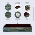 Vanity Tray Verdigris Collection Bone Inlay Handmade Bathroom Organizer, 10" x 6"