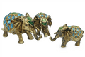 3 Gold elephant with Blue Rhine stones - Bejeweled Trinket Box - TRNK - 5851.1 - Che Cose Belle