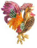 Multicolor Black Rooster Raised Feather - Bejeweled Trinket Box - TRNK - 4240 - 3 - Che Cose Belle