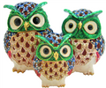 Family of Owls (Set of 3)(Red) - Bejeweled Trinket Box - Che Cose Belle