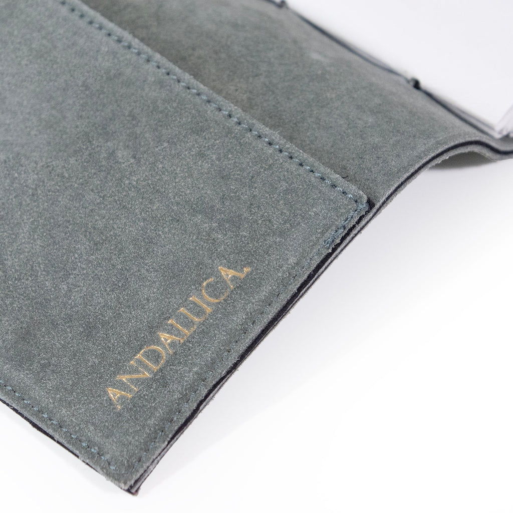 Teal Grey Suede Journal w/ Organic Cotton Paper: Large