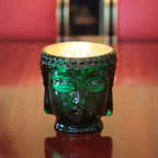 24K Gold Emerald Green Glass Buddha Luxury Candle